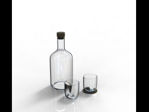 Glass bottle and glasses Modelo 3D