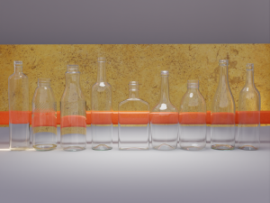 9 Glass Bottles Pack 3D Model