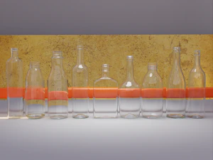9 Glass Bottles Pack 3D Model