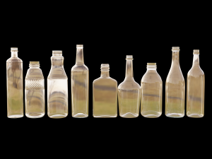 9 Glass Bottles Pack 3D Model