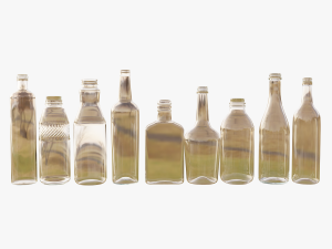 9 Glass Bottles Pack 3D Model