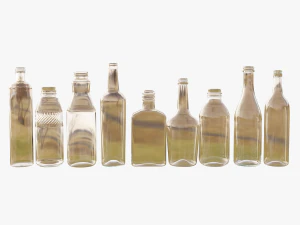 9 Glass Bottles Pack 3D Model