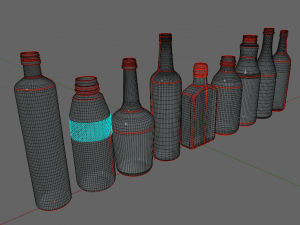 9 Glass Bottles Pack 3D Model