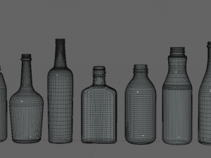 9 Glass Bottles Pack 3D Model