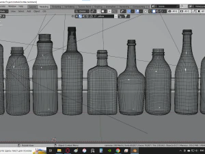 9 Glass Bottles Pack 3D Model