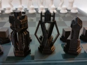 Chess Set game Roundy pieces vs Blocky pieces 3D 모델
