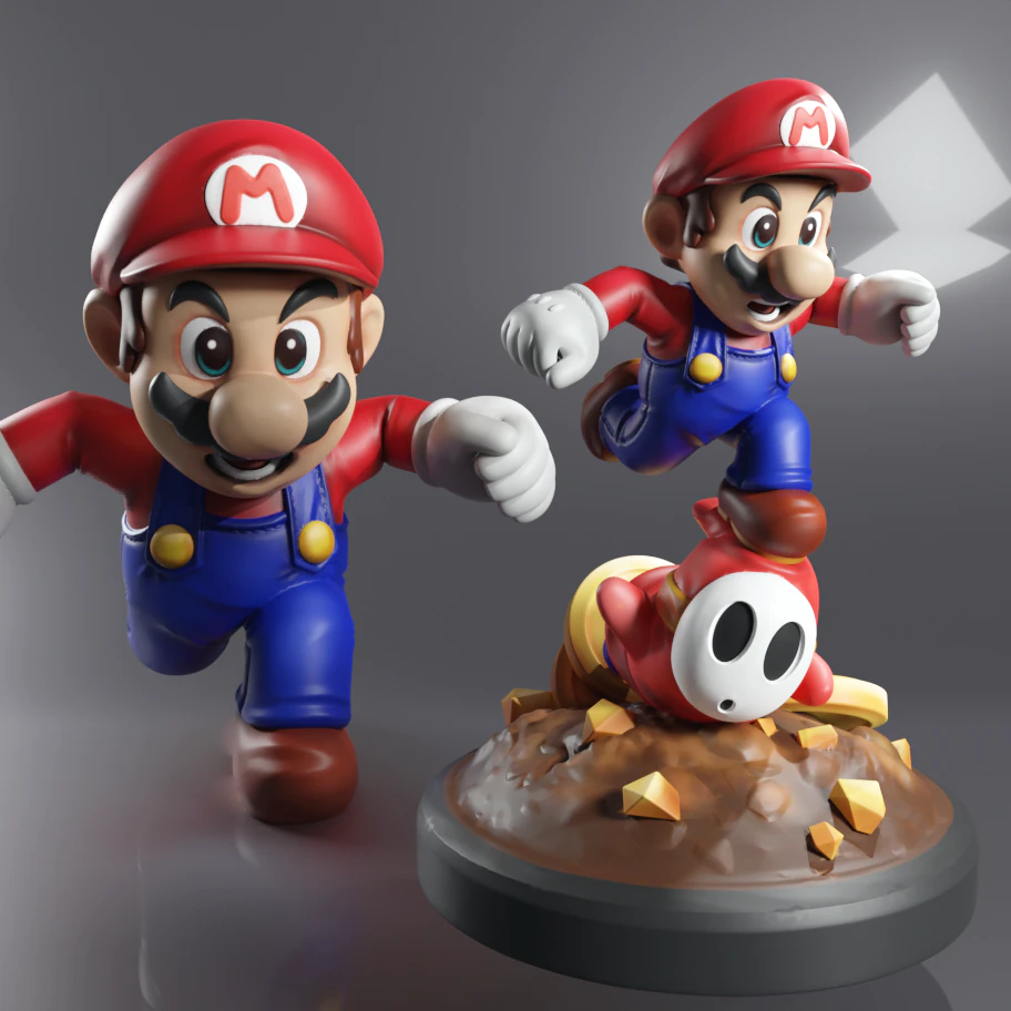 MARIO HITTING SHY GUY - SUPER MARIO FAN ART FIGURE 3D Print Model .c4d .max .obj .3ds .fbx .stl .blend 