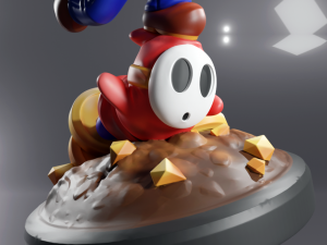 MARIO HITTING SHY GUY - SUPER MARIO FAN ART FIGURE 3Dプリントモデル