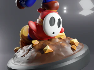MARIO HITTING SHY GUY - SUPER MARIO FAN ART FIGURE 3D Print Model
