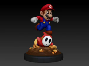 MARIO HITTING SHY GUY - SUPER MARIO FAN ART FIGURE 3D Print Model