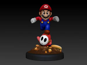 MARIO HITTING SHY GUY - SUPER MARIO FAN ART FIGURE 3D Print Model