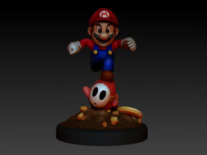 MARIO HITTING SHY GUY - SUPER MARIO FAN ART FIGURE 3D Print Model