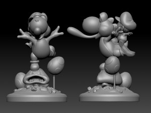 YOSHI AND BABY MARIO WITH CRYING GOOMBA - SUPER MARIO FAN ART FIGURE Modello di stampa 3D