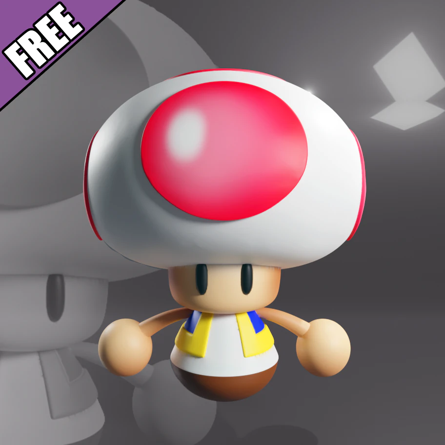 FREE MINI TOAD - SUPER MARIO 3D Print Model .c4d .max .obj .3ds .fbx .stl .blend 