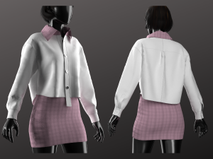 Crop Shirt and Mini Skirt Modeling in Clo3D - Marvelous Designer 3D Model