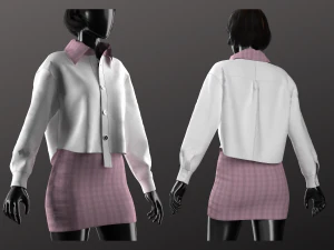 Crop Shirt and Mini Skirt Modeling in Clo3D - Marvelous Designer 3D Model