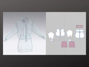 Crop Shirt and Mini Skirt Modeling in Clo3D - Marvelous Designer 3D Model