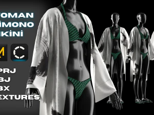 Modellazione di kimono e bikini in Clo3D - Marvelous Designer Modello 3D
