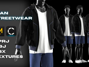 Modelagem de streetwear masculino em Clo3D - Marvelous Designer Modelo 3D