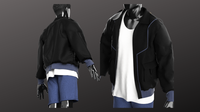 Biker Jacket model for CLO 3d and Marvelous Designer 3D model