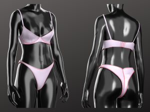 Woman Lingerie-Bikini Modeling in Clo3D - Marvelous Designer 3D Model