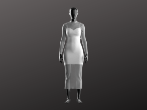 Woman Transparent Dress Modeling in Clo3D - Marvelous Designer 3D Модель