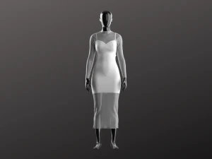 Woman Transparent Dress Modeling in Clo3D - Marvelous Designer 3D Model