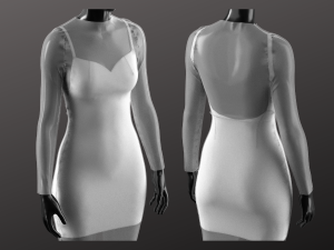 Woman Transparent Dress Modeling in Clo3D - Marvelous Designer 3D Модель