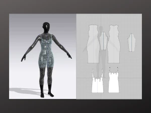 Woman Transparent Dress Modeling in Clo3D - Marvelous Designer 3D Model