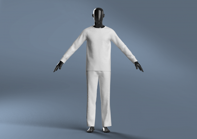 Men Basic Pyjamas Modeling in Clo3D - Marvelous Designer 3D Модель .c4d .max .obj .3ds .fbx .stl .blend 