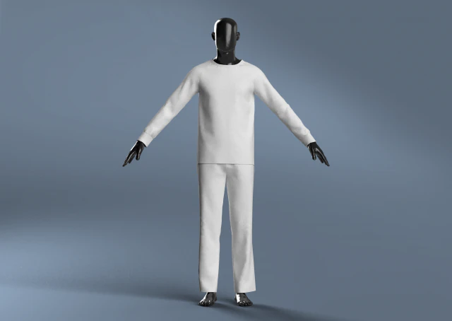 Modelagem de Pijama Básico Masculino em Clo3D - Marvelous Designer Modelo 3D .c4d .max .obj .3ds .fbx .stl .blend