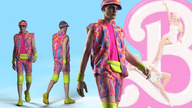 Barbie Movie Ken Skate Ouitfit Modeling in Clo3D - Marvelous Designer Model 3D .c4d .max .obj .3ds .fbx .stl .blend 