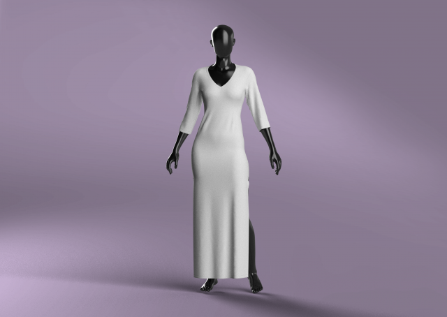Woman Basic Long Dress Modeling in Clo3D - Marvelous Designer Model 3D .c4d .max .obj .3ds .fbx .stl .blend 