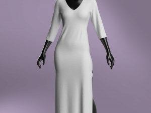 Woman Basic Long Dress Modeling in Clo3D - Marvelous Designer Model 3D