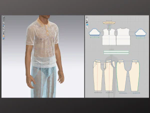 Camiseta Polo Masculina Cal&ccedil;a Modelagem em Clo3D - Marvelous Designer Modelo 3D