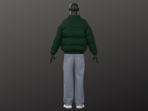 Man Casual Streetwear Modeling in in Clo3D - Marvelous Designer - Puffer Jacket Denim Long Sleeve 3D 모델