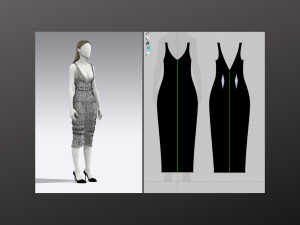 Woman Midi Black Shirred Dress Modeling in Clo3D - Mervelous Designer 3D-Modell