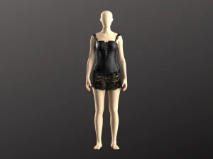 Woman Corset Lingerie Modeling in Clo3D - Mervelous Designer 3D Model