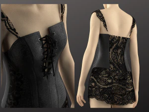 Woman Corset Lingerie Modeling in Clo3D - Mervelous Designer 3D Model