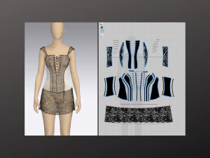 Woman Corset Lingerie Modeling in Clo3D - Mervelous Designer 3D Model