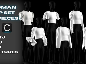Kadın &Uuml;st Takım - 6 Par&ccedil;a - Bluz 3D Model