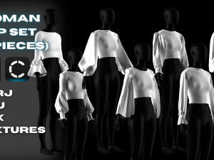 Kadın &Uuml;st Takım - 7 Par&ccedil;a - Bluz 3D Model