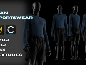 Man Sportswear Short-Compression Shirt Modelo 3D