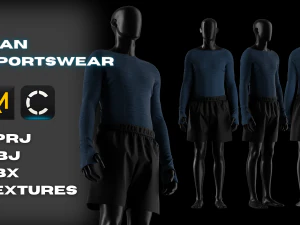 Erkek Spor Giyim Kısa Basın&ccedil;lı G&ouml;mlek 3D Model