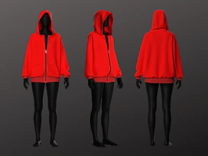 Moletom unissex oversized - Mulher - Homem - Roupa esportiva Modelo 3D