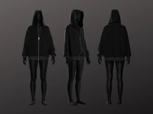 Moletom unissex oversized - Mulher - Homem - Roupa esportiva Modelo 3D