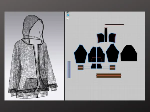 Moletom unissex oversized - Mulher - Homem - Roupa esportiva Modelo 3D