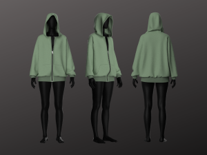 Oversized Unisex Hoodie - Woman - Man - Sportswear Modelo 3D
