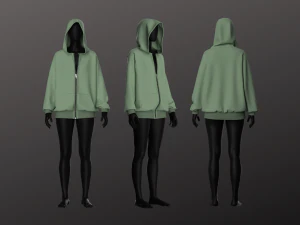 Moletom unissex oversized - Mulher - Homem - Roupa esportiva Modelo 3D