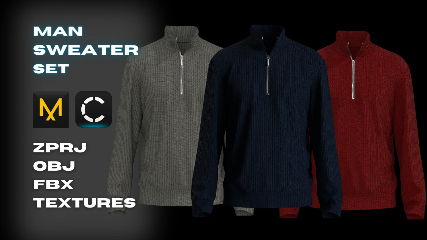 Man Sweater Set 3D Model .c4d .max .obj .3ds .fbx .stl .blend